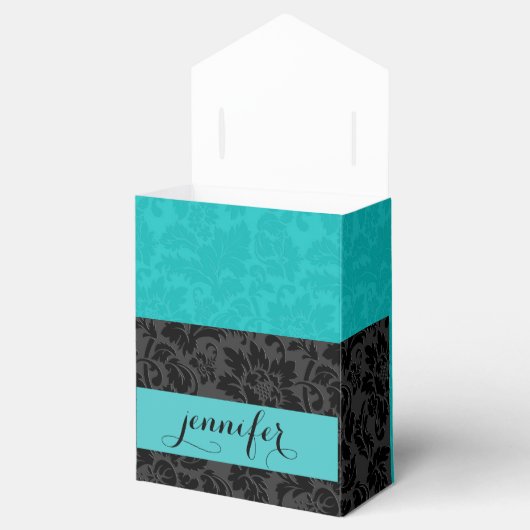 ブラッはっきりしたクエレガント&ターコイズフローラダマスク フェイバーボックス (オープン)