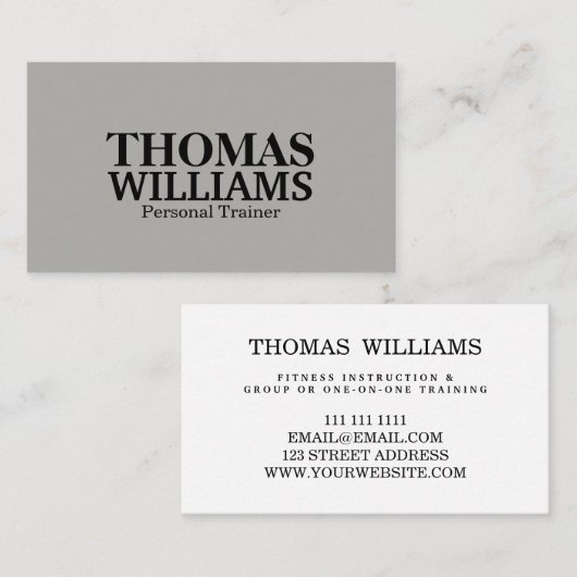 ブラッはっきりしたク&グレーパーソナルトレーナー 名刺 (正面/裏面)