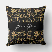 ブラッエレガントクと王室の金ゴールドダマスク装飾用クッション クッション (裏面)