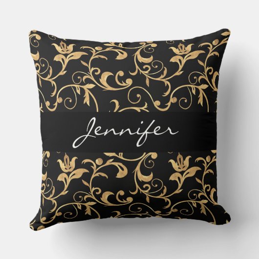 ブラッエレガントクと王室の金ゴールドダマスク装飾用クッション クッション (裏面)