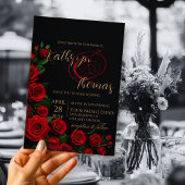 ブラッエレガントクアンドレッドローズ結婚式招待状 招待状