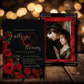 ブラッエレガントクアンドレッドローズ結婚式招待状 招待状