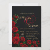 ブラッエレガントクアンドレッドローズ結婚式招待状 招待状 (正面)