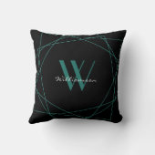 ブラッエレガントクティール(緑がかった色)モノグラム幾何名スクリプト クッション (裏面)