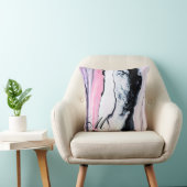 ブラッエレガントクピンクホワイトモノグラム大理石イニシャル クッション (椅子)