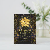 ブラッエレガントク金ゴールドクリスマスパーティの招待状 インビテーションポストカード (スタンド正面)