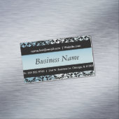 ブラッエレガントク&アクアブルーダマスクデザイン マグネット名刺 (インサイチュ)