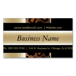 ブラッエレガントク&シャンパンレオパード マグネット名刺