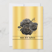 ブラッエレガントク&金ゴールドキンセアニラフローラ招待状 招待状 (裏面)