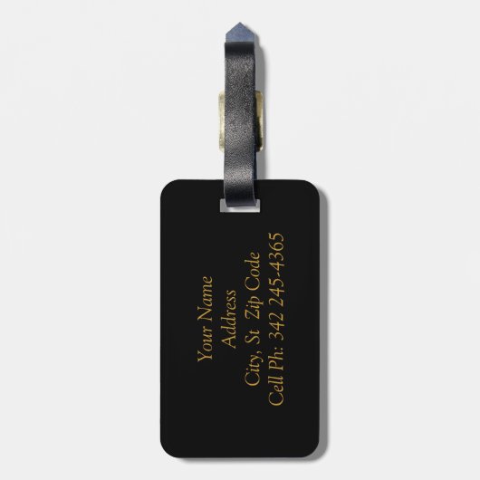 ブラッエレガントク&金ゴールドシェブロンパターンデザイン ラゲッジタグ (裏面縦)