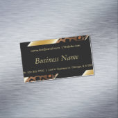 ブラッエレガントク&金ゴールドレオパストライプード マグネット名刺 (インサイチュ)