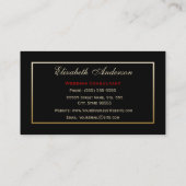 ブラッエレガントク&金ゴールド結婚のコンサルタント、レッド·ローズ 名刺 (裏面)