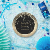 ブラッエレガントク&金ゴールド·スターラ結婚イツズ ペーパープレート (パーティー)