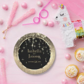 ブラッエレガントク&金ゴールド·スターラ結婚イツズ ペーパープレート (パーティー)