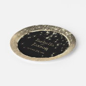 ブラッエレガントク&金ゴールド·スターラ結婚イツズ ペーパープレート (アングル)