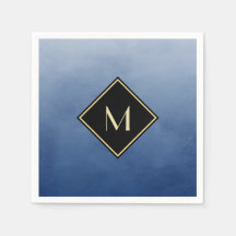 ブラッエレガントシュブルーとモノグラムシンプル金ゴールド