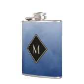 ブラッエレガントシュブルーとモノグラムシンプル金ゴールド フラスク (左)