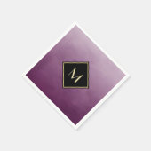 ブラッエレガントシュ紫モノグラムシンプル金ゴールド スタンダードカクテルナプキン (角)