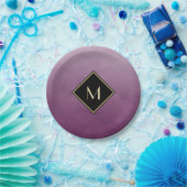 ブラッエレガントシュ紫モノグラムシンプル金ゴールド ペーパープレート (パーティー)