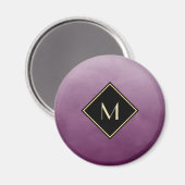 ブラッエレガントシュ紫モノグラムシンプル金ゴールド マグネット (正面/裏面)