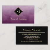 ブラッエレガントシュ紫モノグラムシンプル金ゴールド 名刺 (正面/裏面)