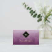 ブラッエレガントシュ紫モノグラムシンプル金ゴールド 名刺 (スタンド正面)