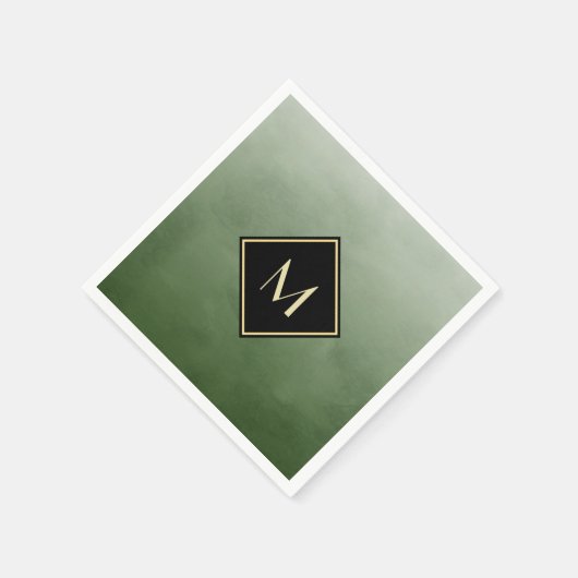ブラッエレガントシュ緑、金ゴールドモノグラシンプルム スタンダードカクテルナプキン (角)