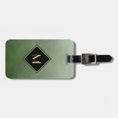 ブラッエレガントシュ緑、金ゴールドモノグラシンプルム ラゲッジタグ (正面横)