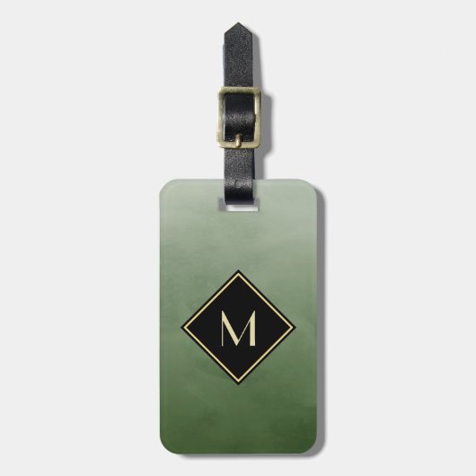 ブラッエレガントシュ緑、金ゴールドモノグラシンプルム ラゲッジタグ (正面縦)