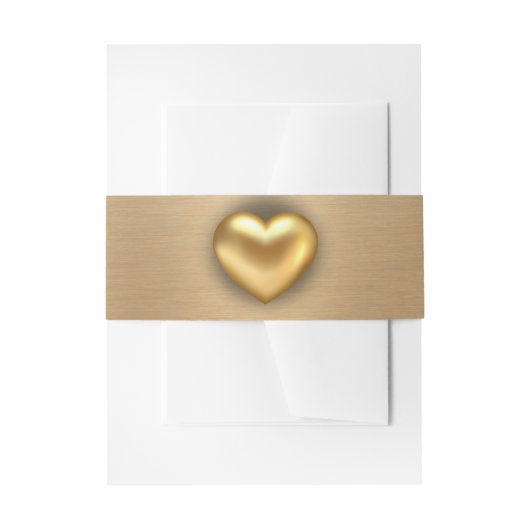 ブラッエレガントシュ金ゴールドと金ゴールドハート結婚の 招待状ベリーバンド (正面例)