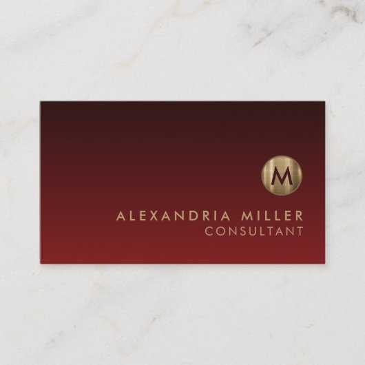 ブラッエレガントシュ金ゴールドモノグラムレッド 名刺 (正面)