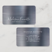 ブラッエレガントシュ金属灰色の書道スクリプト 名刺 (正面/裏面)