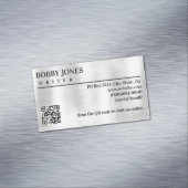 ブラッエレガントシュ銀箔メタルQRコード マグネット名刺 (インサイチュ)
