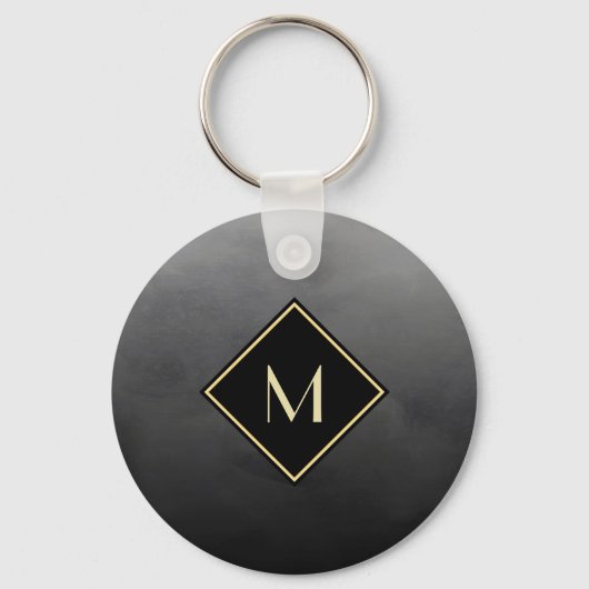 ブラッエレガントシュ黒モノグラムシンプル金ゴールド キーホルダー (正面)