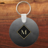 ブラッエレガントシュ黒モノグラムシンプル金ゴールド キーホルダー (正面)