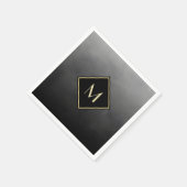 ブラッエレガントシュ黒モノグラムシンプル金ゴールド スタンダードカクテルナプキン (角)