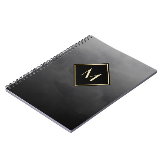 ブラッエレガントシュ黒モノグラムシンプル金ゴールド ノートブック (左側)