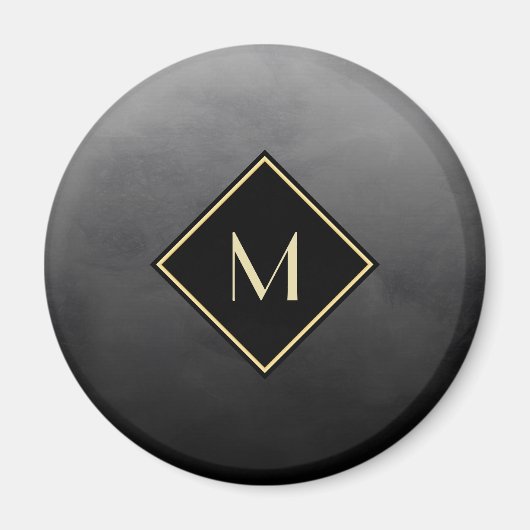 ブラッエレガントシュ黒モノグラムシンプル金ゴールド マグネット (正面)