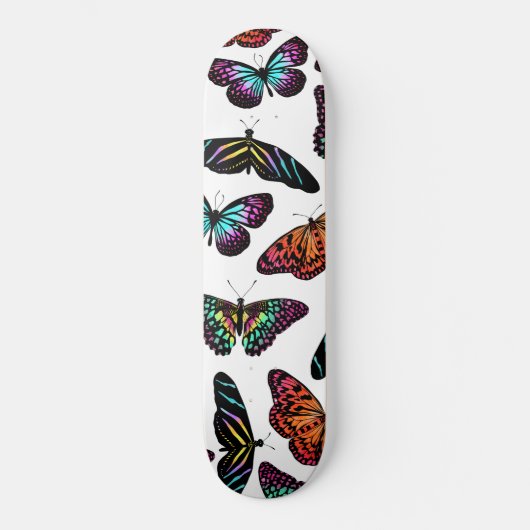 ブラッカラフルクチョウ水彩模様 スケートボード (正面)