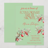 ブラッキングポメグラナートブランチブライダルシャワー 招待状 (正面/裏面)