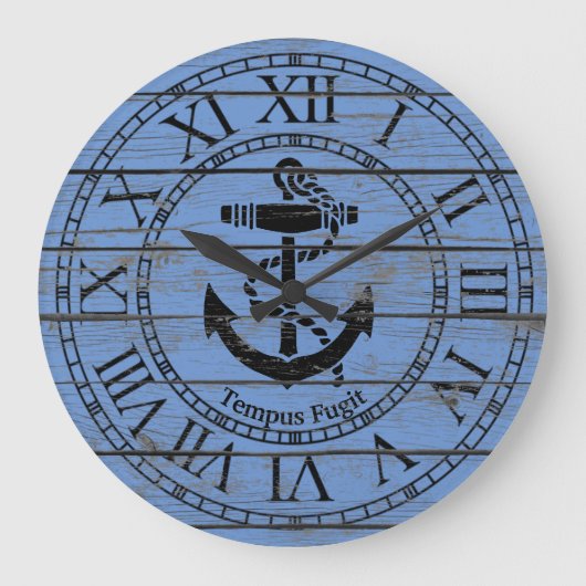 ブラックいかりのパーソナライズ ラージ壁時計 (正面)