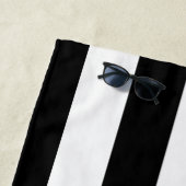 ブラックいかりデザイン ストライプの ビーチタオル (インサイチュ)