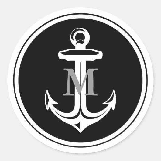 ブラックいかりモノグラムのシール ラウンドシール (正面)