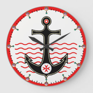 ブラックいかり、ST.STEPHEN CROSS、RED WHITE NAU ラージ壁時計