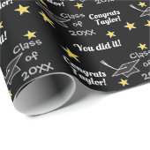 ブラックおめでとうグカスタムラード年の名前の追加 ラッピングペーパー (ロールコーナー)