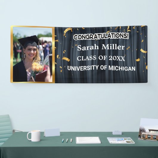 ブラックおめでとう卒業式2025名前&写真 横断幕 (トレードショー)