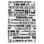 ブラックおめでとう文字パターン付き白 ミディアムペーパーバッグ (正面)