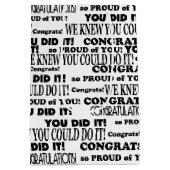 ブラックおめでとう文字パターン付き白 ミディアムペーパーバッグ (裏面)