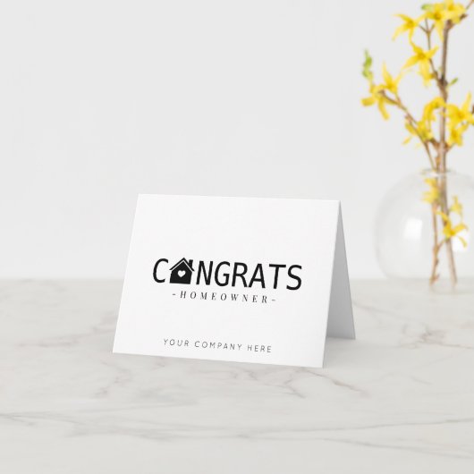 ブラックおめでとう新しい家のオーナー不動産 カード (黄色い花)