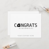 ブラックおめでとう 新しい家のオーナー 不動産 カード (正面/裏面インサイチュ)